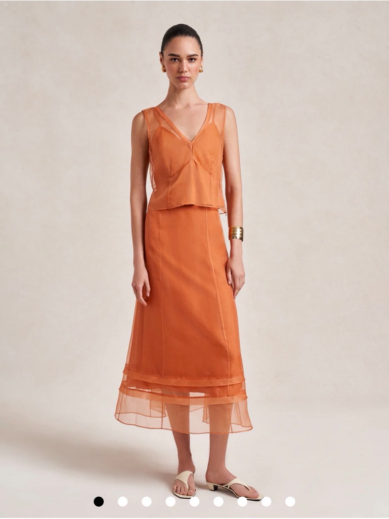 La Ligne Orange Midi Slip Skirt & Cami Top